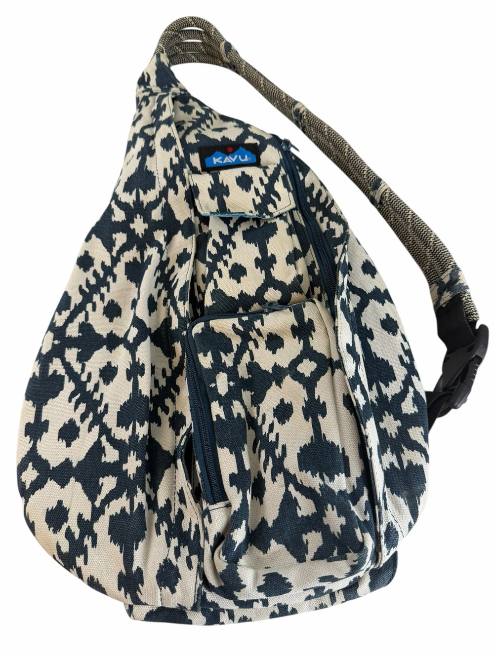 KAVU Rope Sling Bag Ikat Print Canvas‎ Crossbody Backpack